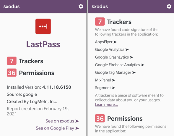 LastPass trackers