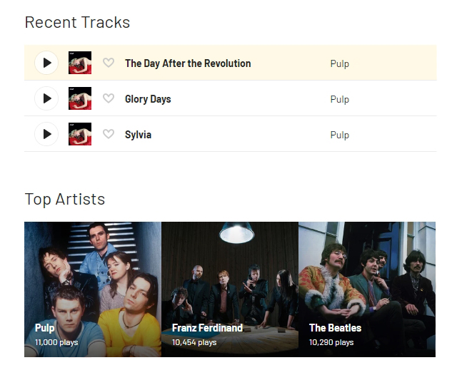 Pulp gets up to 11000 on my last.fm account