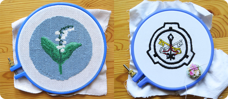Lily of the valley (DMC) and SCP logo patch