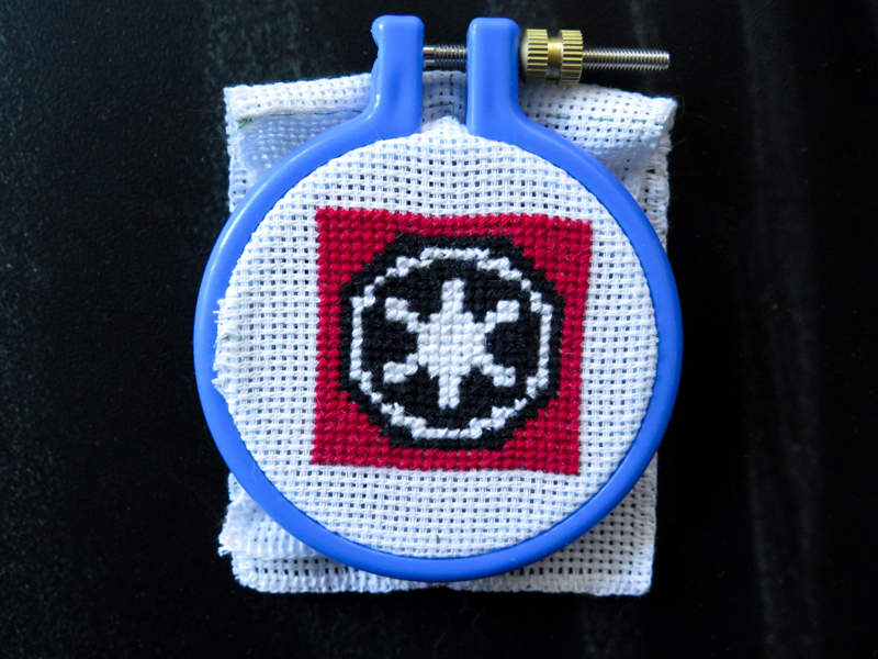 Simple Galactic Empire emblem in cross stitch
