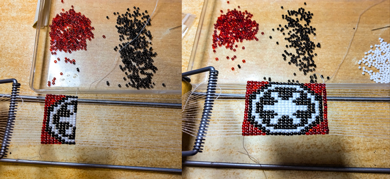 Simple galactic Empire emblem with beading: process