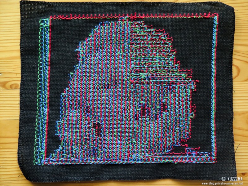 Marilyn Monroe in RGB cross stitch embroidery (back)