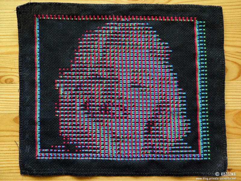 Marilyn Monroe in RGB cross stitch embroidery (front)