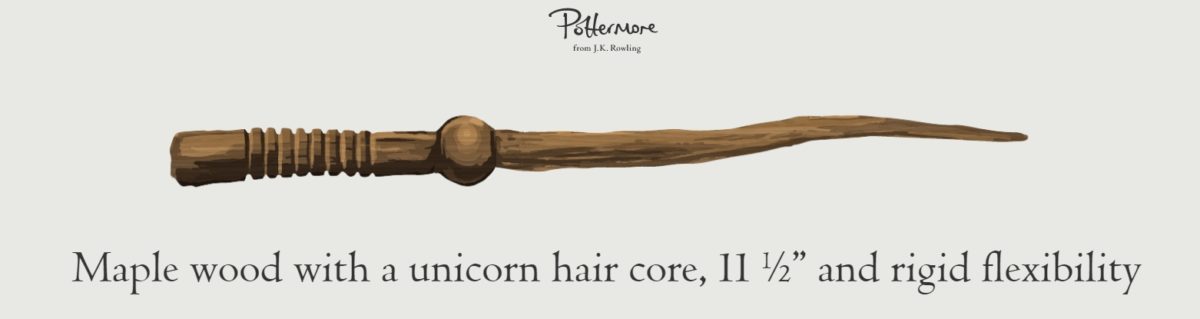 Pottermore wand test result: maple, unicorn hair, 11 1/2 inch, rigid