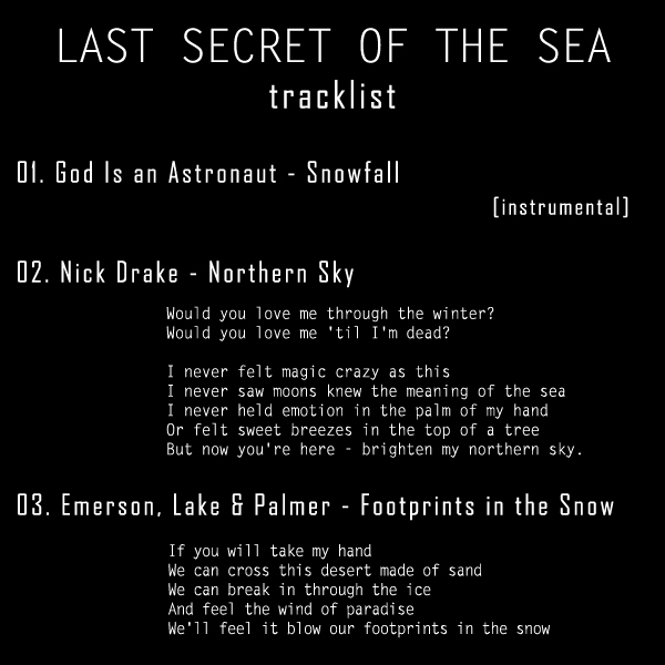 Last Secret of the Sea fanmix - notes on song choices