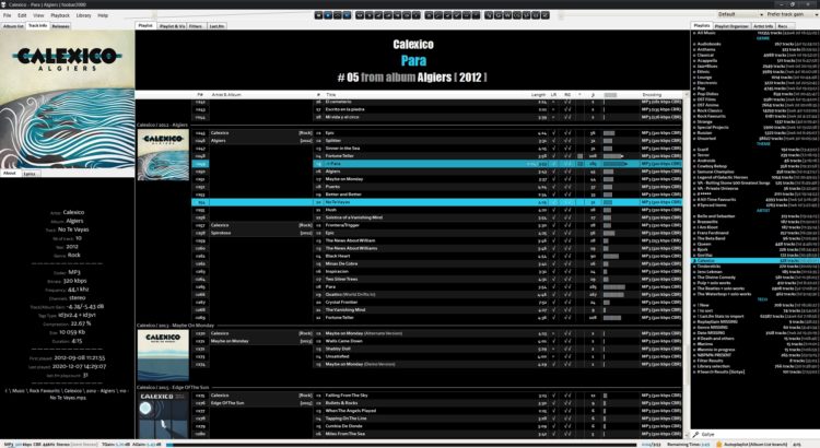 foobar2000 in 2021 - black-blue custom theme for heavily modded Azrael 5.8 config, album mode, track info & playlists