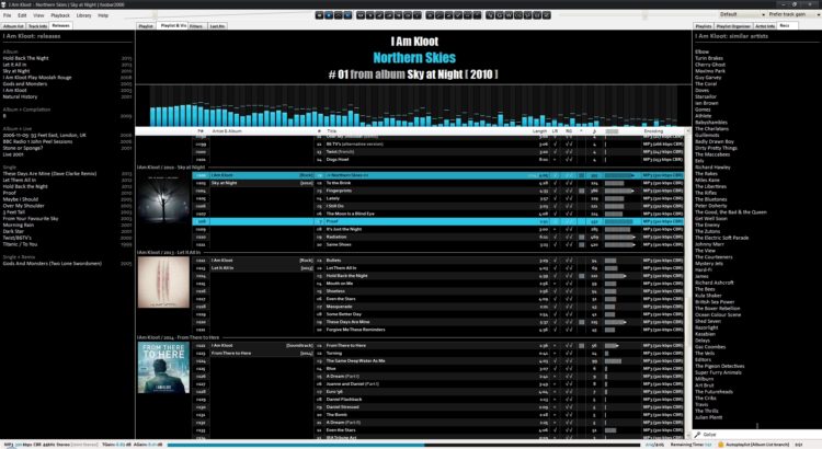 foobar2000 in 2021 - playlist with visualization, releases and simmilar artists