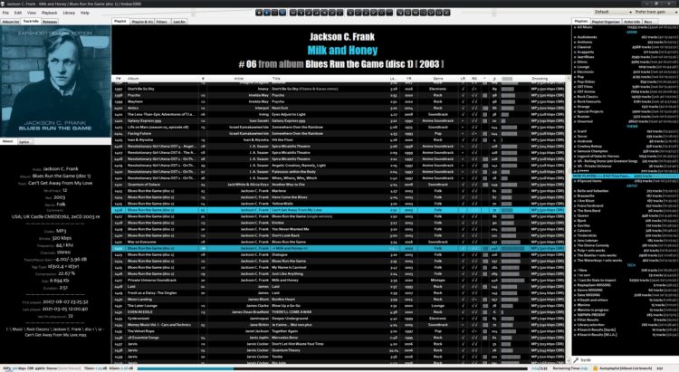 foobar2000 in 2021 - all singles playlists