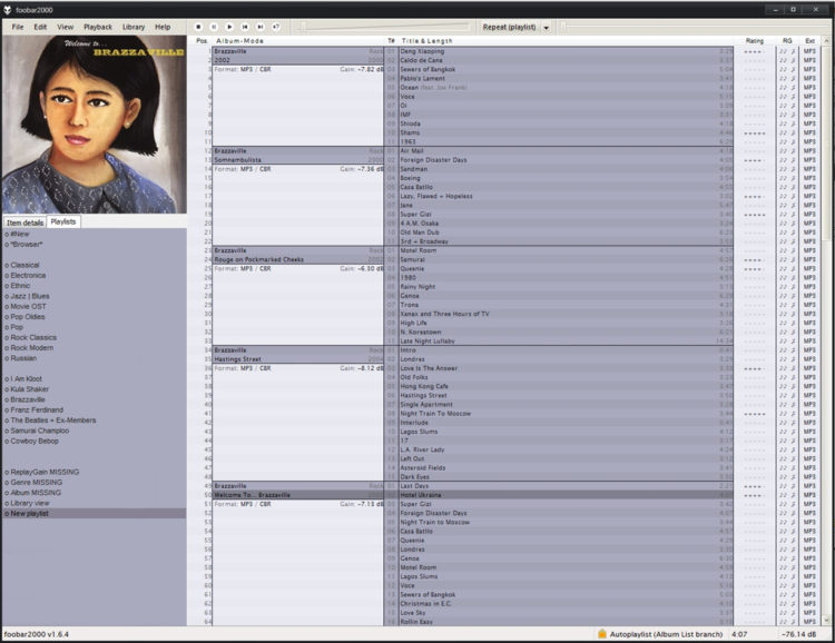 foobar2000 in autumn 2005 - playlists and album mode