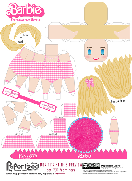 Preview of Stereotypical Barbie papertoy template