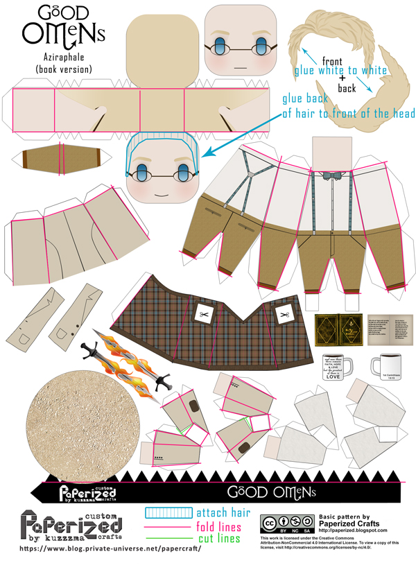 How-to build Good Omens papertoy of Aziraphale (from Good Omens book)