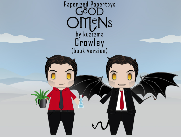 Preview of Good Omens papertoy of Crowley (from Good Omens book)