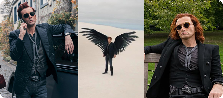 Inspiration for papertoy of David Tennant as Crowley (from Good Omens TV-series)