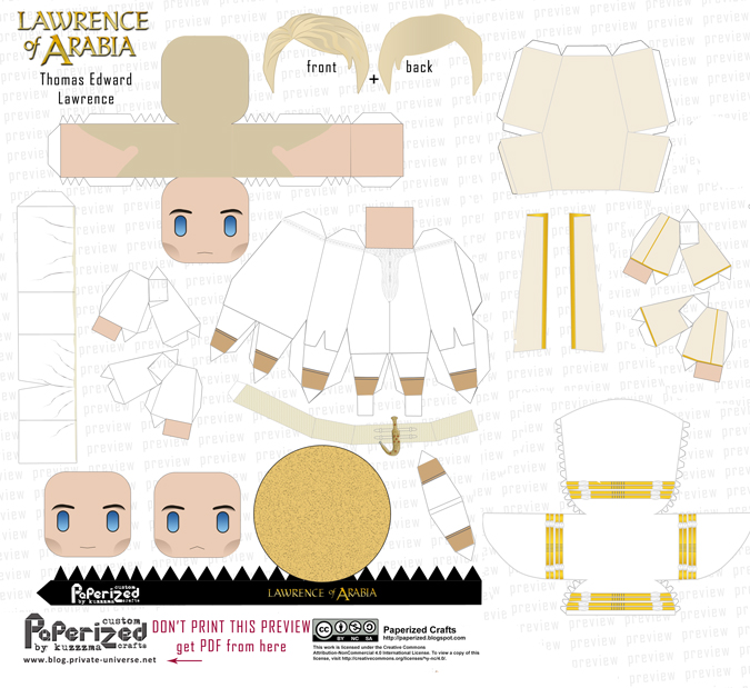 Lawrence of Arabia - T. E. Lawrence papertoy - template preview