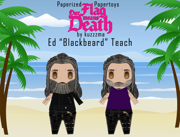 Our Flag Means Death papercraft: Ed Teach aka Blackbeard (as played by Taika Waititi) papertoy