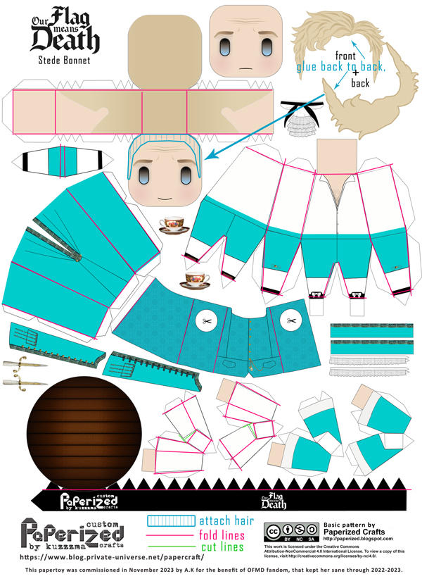 How to build Our Flag Means Death papercraft: Stede Bonnet (as played by Rhys Darby) papertoy
