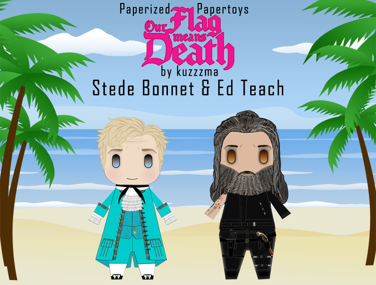 Our Flag Means Death papercraft: Stede Bonnet and Ed Teach aka Blackbeard papertoys