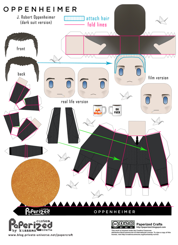 Oppenheimer papertoy (dark suit version) - how to build