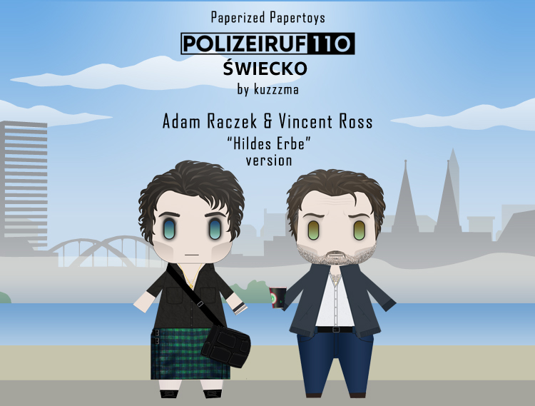 Polizeiruf 110 Adam Raczek and Vincent Ross papertoys (ep. Hildes Erbe)