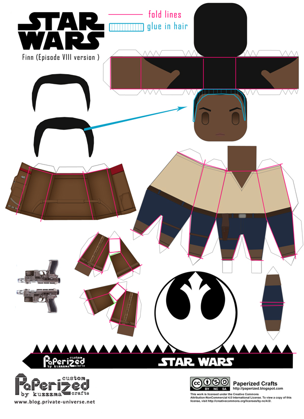 Paperized Star Wars paper toy - Finn (ep. VIII) template how-to