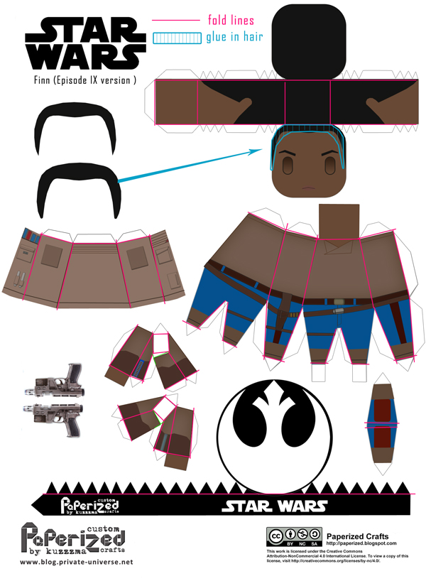 Paperized Star Wars paper toy - Finn (ep. IX) template how-to