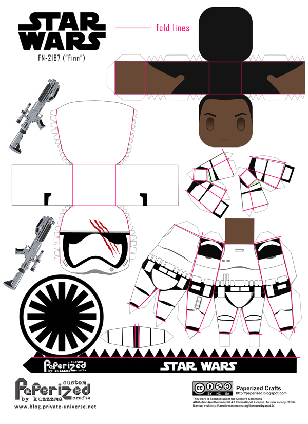 Paperized Star Wars paper toy - Stormtrooper Finn (ep. VII) template how-to