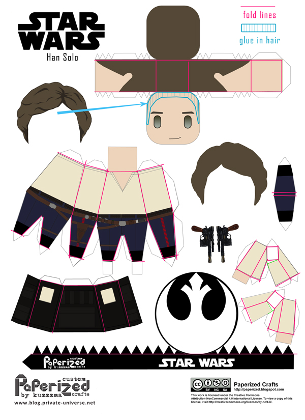 Paperized Star Wars paper toy - Han Solo template how-to
