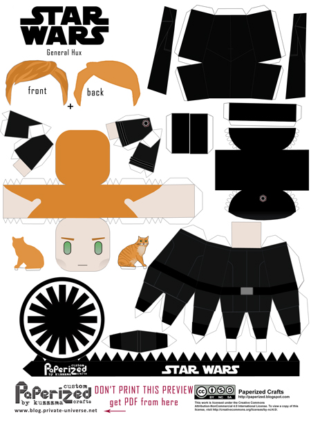 Paperized Star Wars paper toy - General Hux & Millie pattern preview