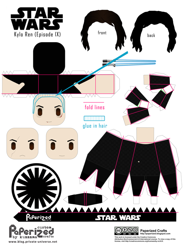 Paperized Star Wars paper toy - Kylo Ren (ep. IX) template how-to