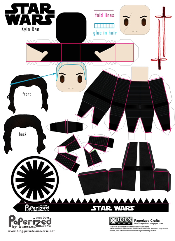 Paperized Star Wars paper toy - Kylo Ren (ep. VII) template how-to