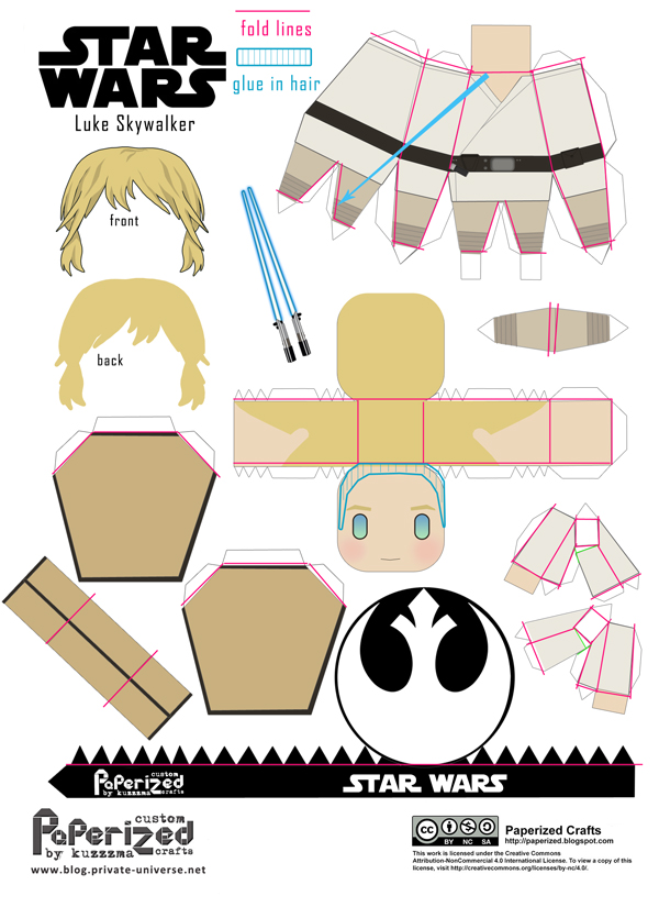 Paperized Star Wars paper toy - Luke template how-to