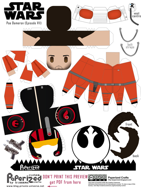 Paperized Star Wars paper toy - Poe Dameron (Episode VII) pattern preview