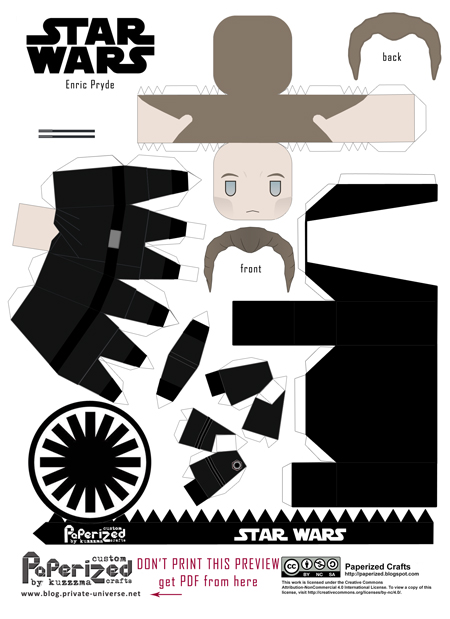 Paperized Star Wars paper toy - General Enric Pryde (Episode XI) pattern preview