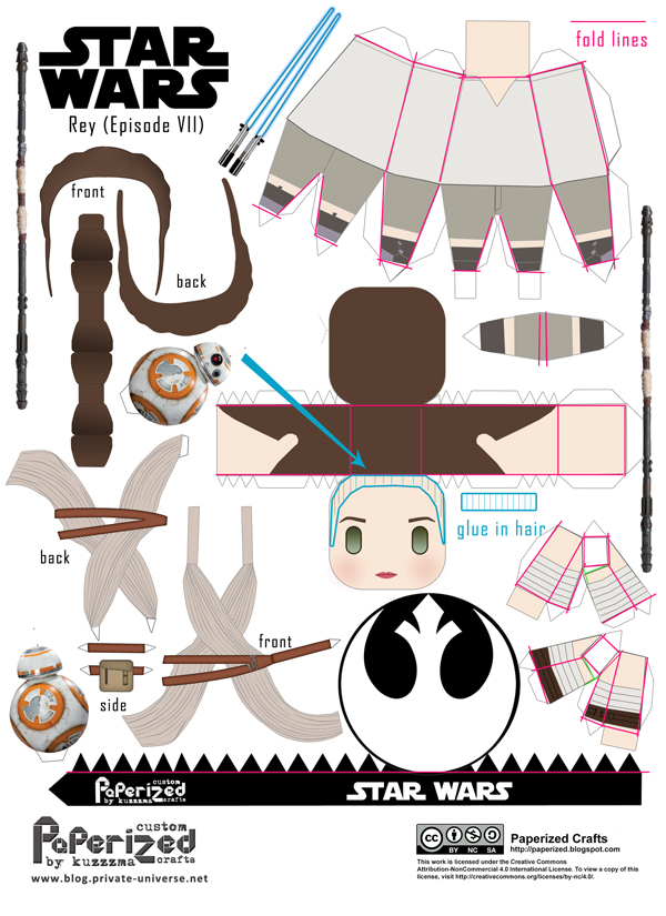 Paperized Star Wars paper toy - Rey (ep. VII) template how-to