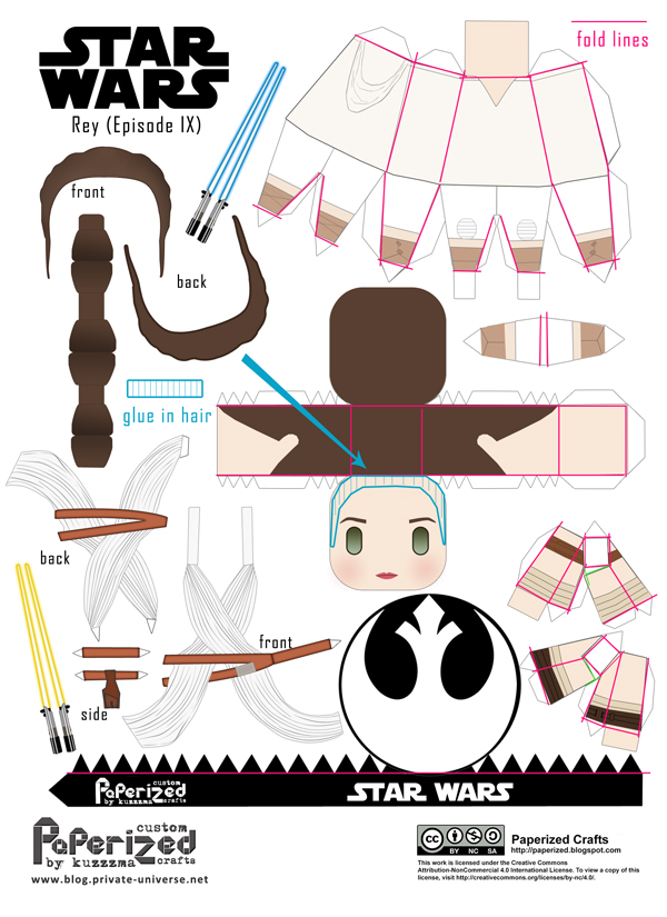 Paperized Star Wars paper toy - Rey (ep. IX) template how-to