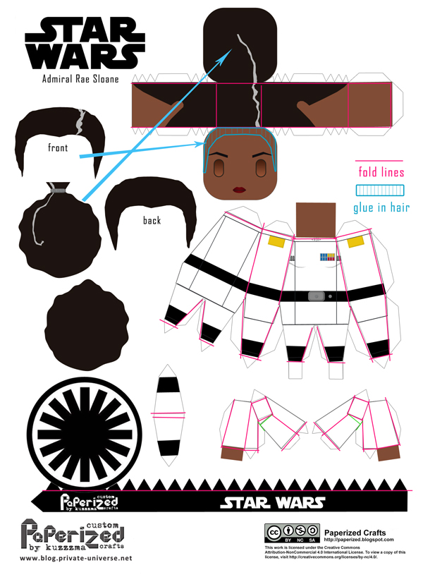 Paperized Star Wars paper toy - Rae Sloane template how-to