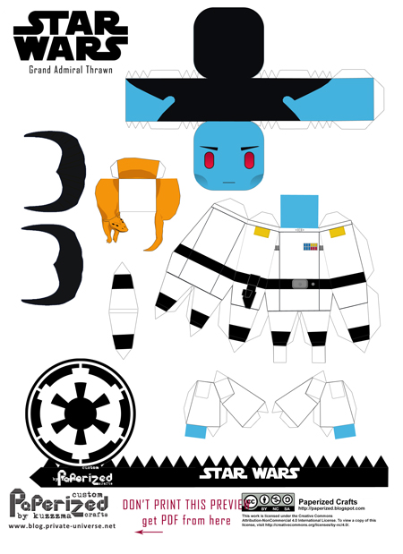 Paperized Star Wars paper toy - Admiral Thrawn pattern preview