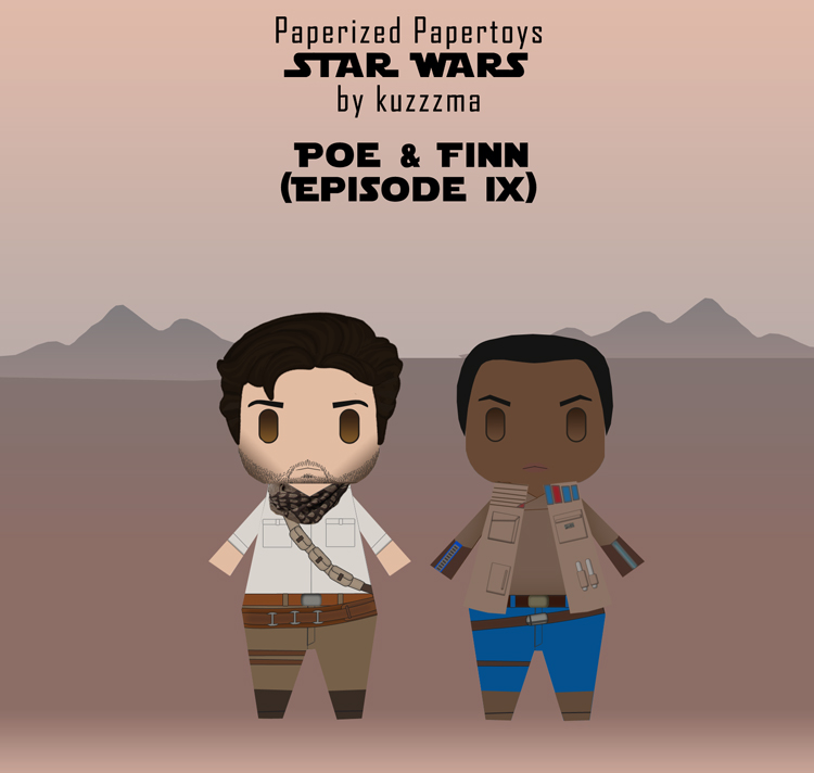 Paperized Star Wars paper toy - Poe Dameron and Finn (Episode IX)