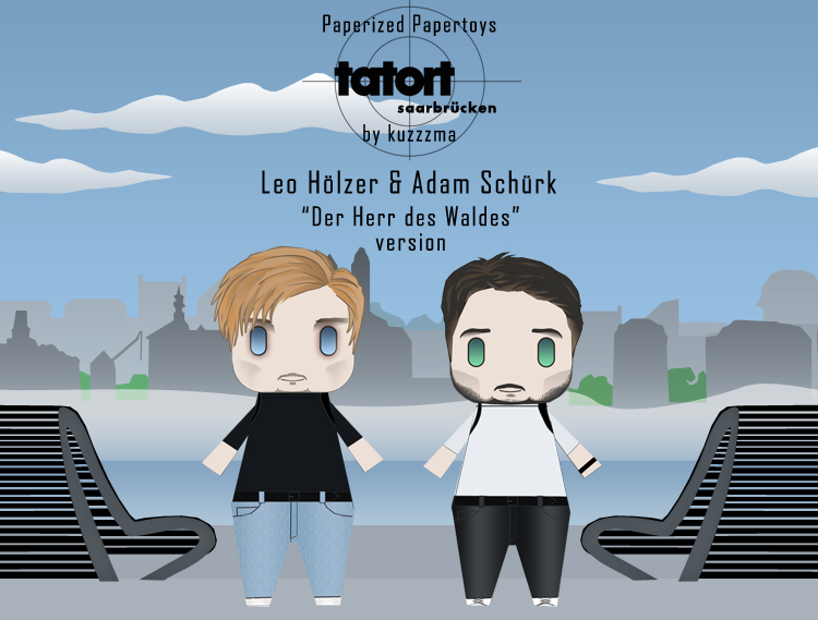 Papercraft of Adam Schürk & Leo Hölzer in Der Herr des Waldes episode of Tatort Saarbrücken