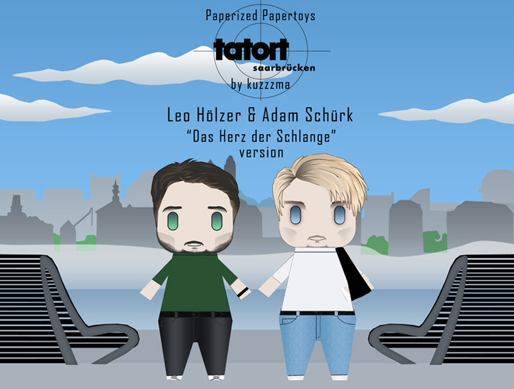 Papercraft of Adam Schürk & Leo Hölzer in Das Herz der Schlange episode of Tatort Saarbrücken