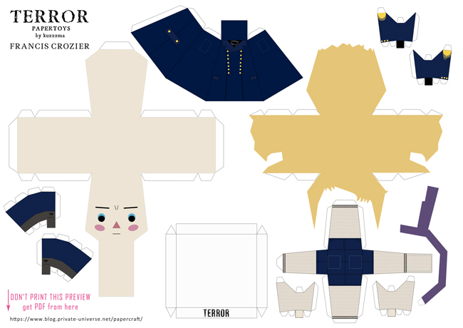 Francis Crozier in Greatcoat papertoy