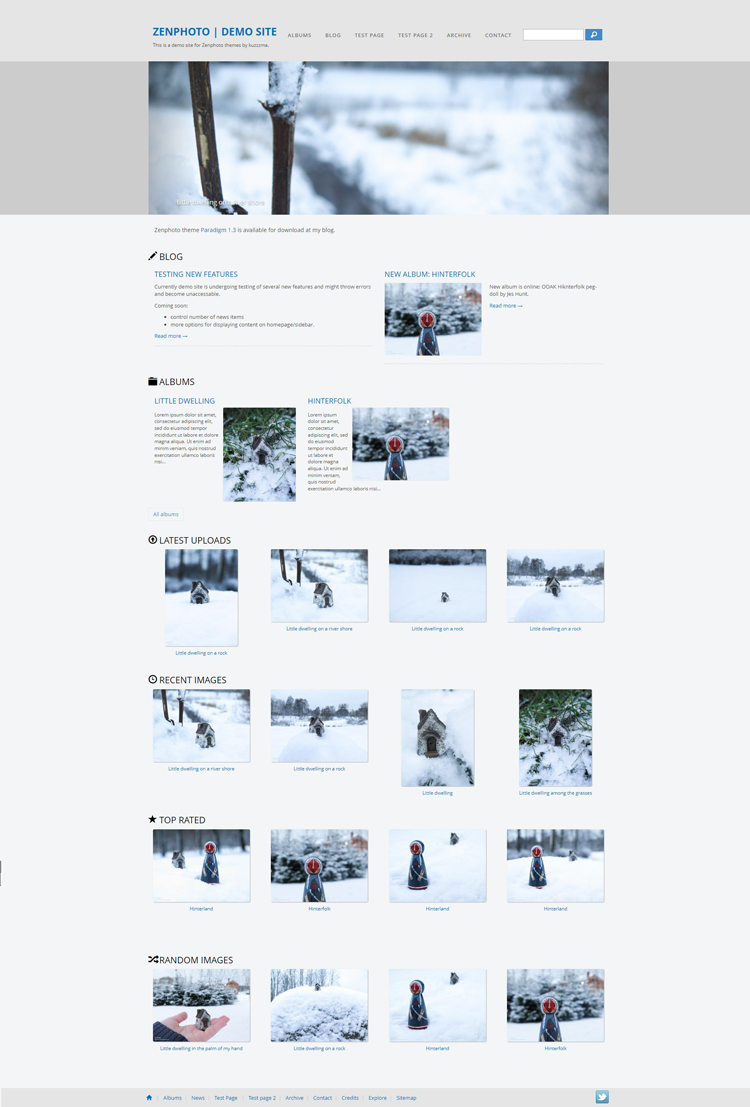 Paradigm 1.3: Homepage view with images sets